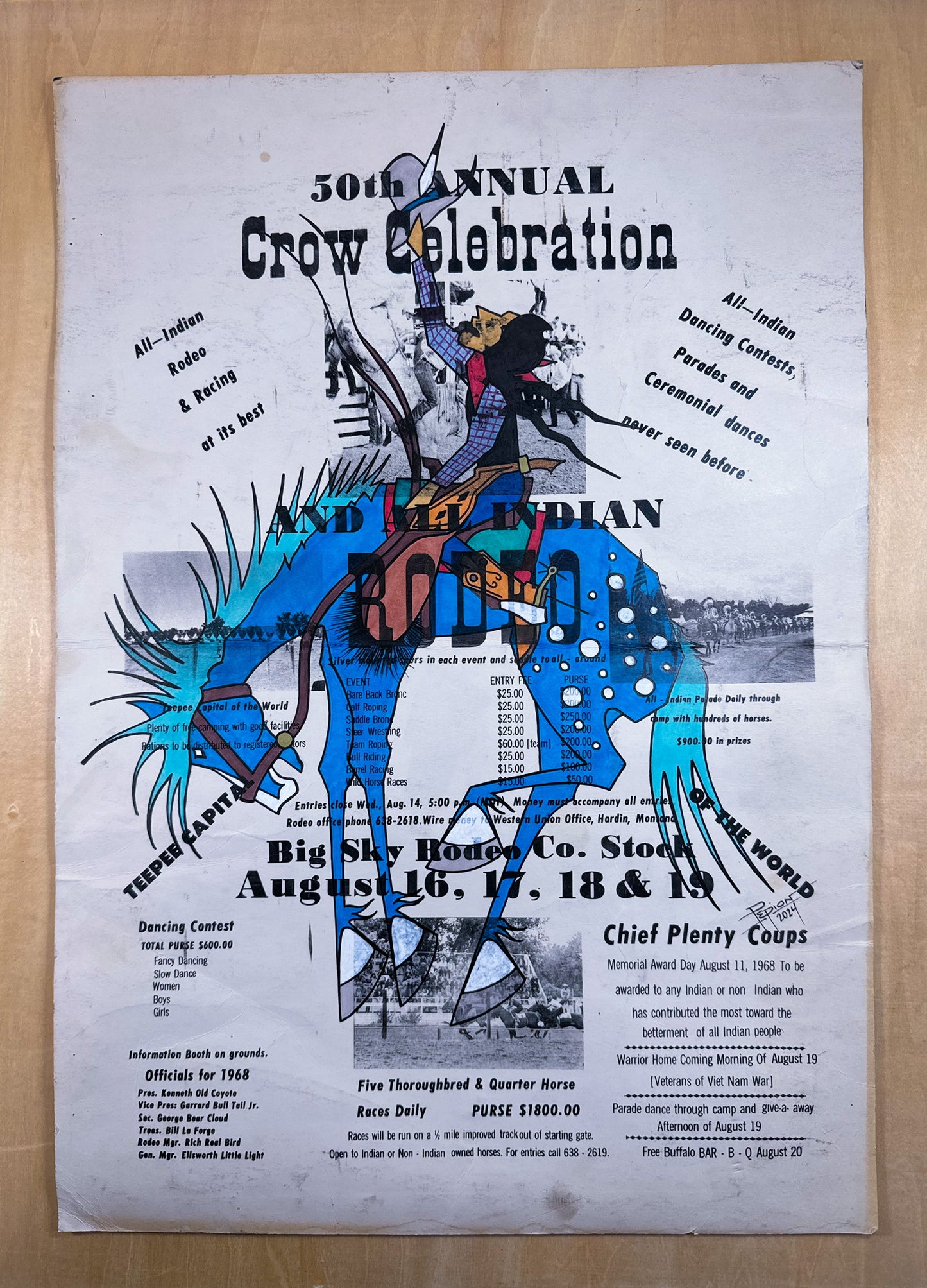 Tribute To The Indigenous Cowboy (cowboy on blue horse)