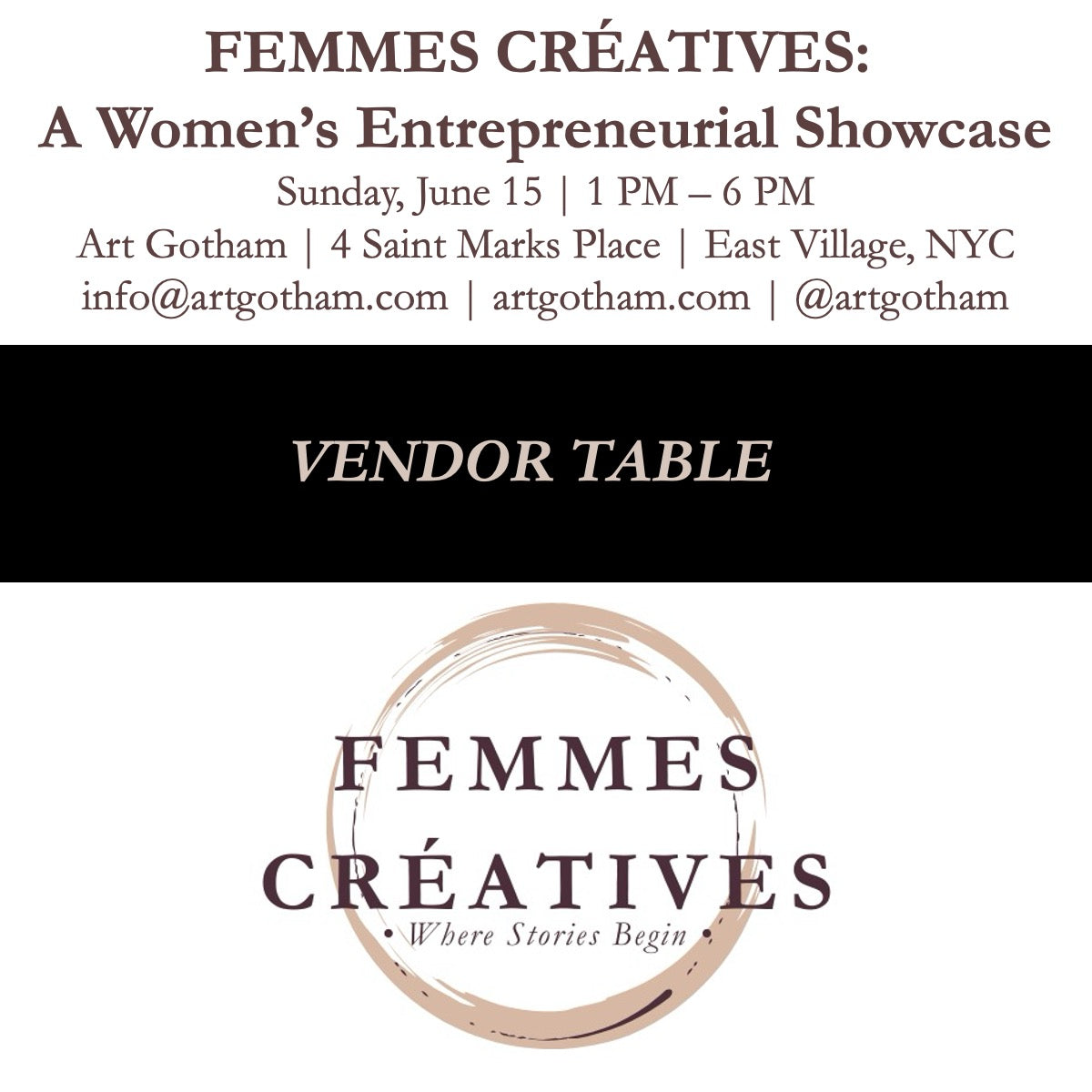 FEMMES CRÉATIVES: VENDOR TABLE